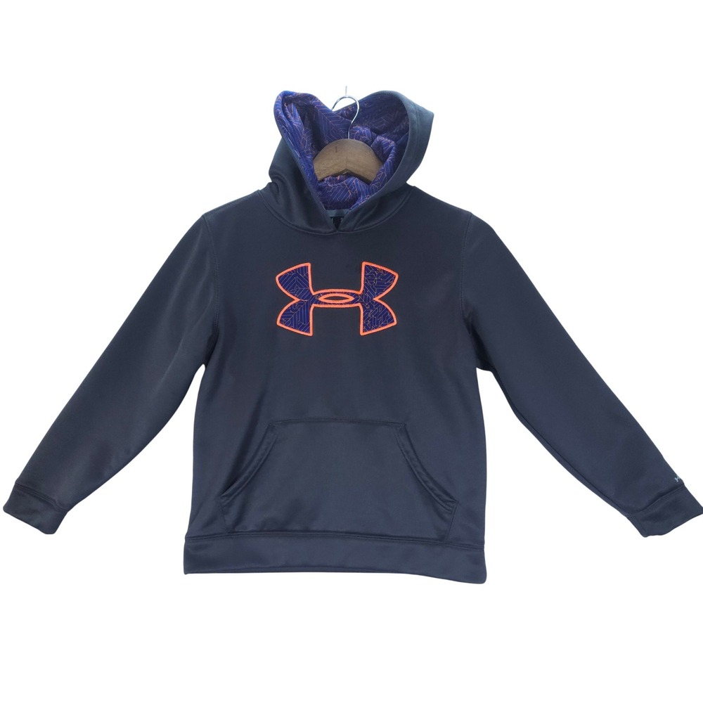 Under Armour Hoodie Mens Medium Black Skate Streetwear Embroidered Big Logo Y2K